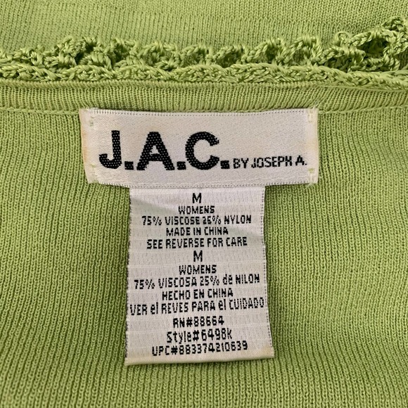 J.A.C. by Joseph A Crochet Trim 3/4 Sleeve Knit Sweater Size M Lime Green - Picture 6 of 6